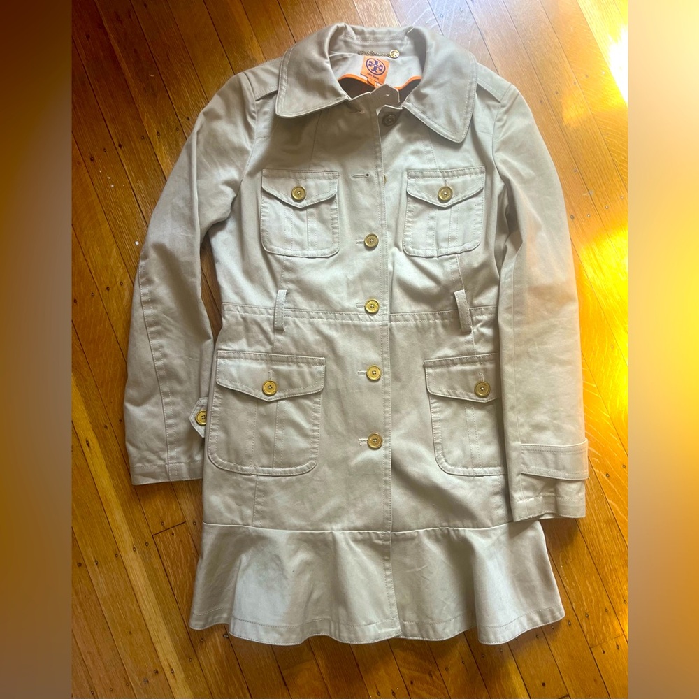 Tory Burch Beige Trench Coat with Button Accents